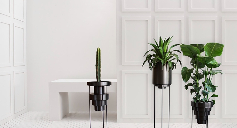 tall black plant stand
