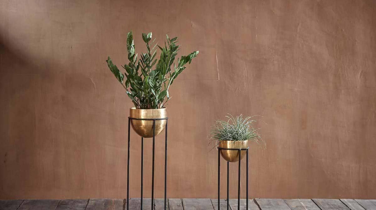 tall gold plant stand