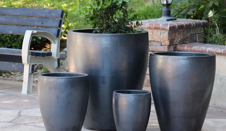 large black flower pots