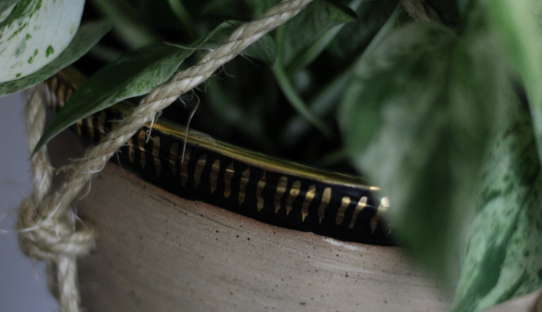 gold indoor planter