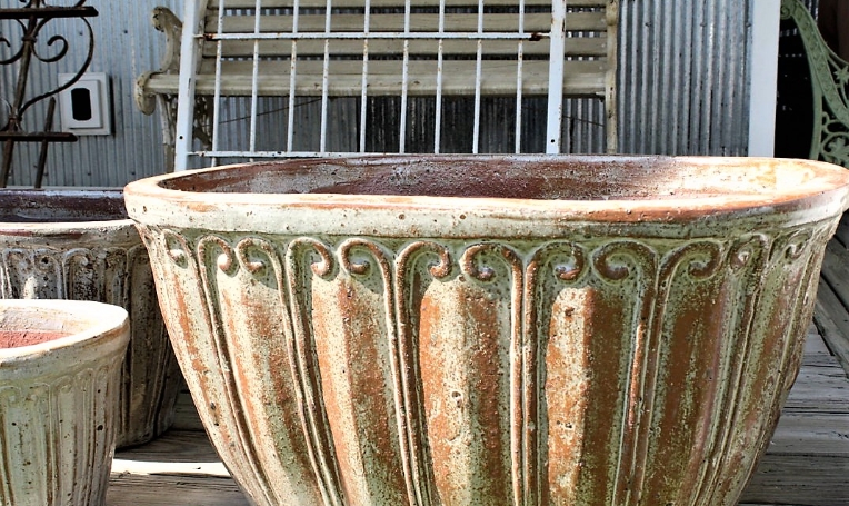 glazed garden pots