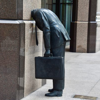 Side angle of the Corporate Head Sculpture