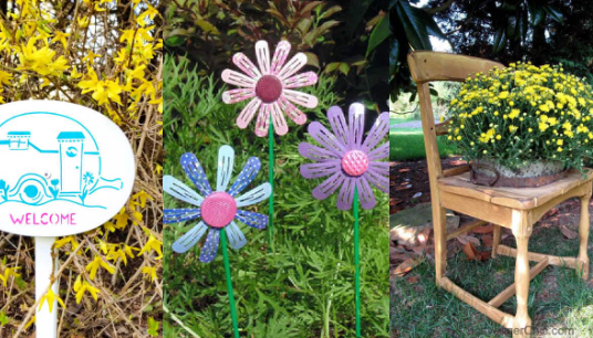 Outdoor wall decor using recycled materials