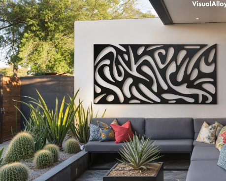 Abstract outdoor wall art for modern exteriors