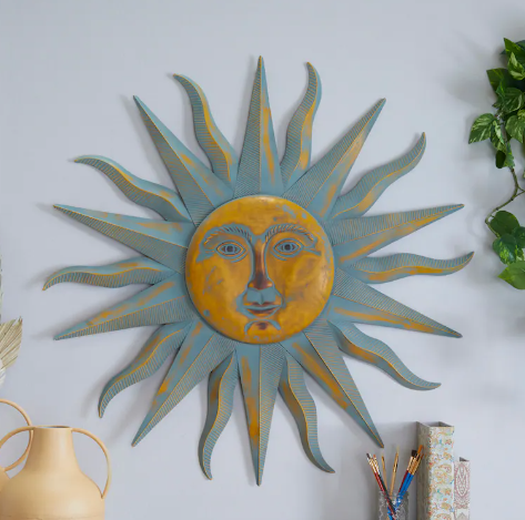 Outdoor wall decor with iron accents
