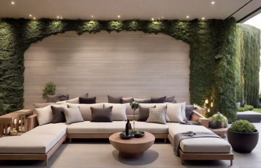 Outdoor wall decor with layered textures