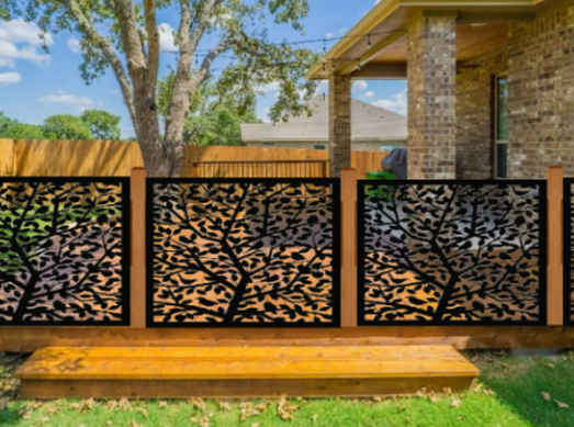 Outdoor wall decor using metal panels