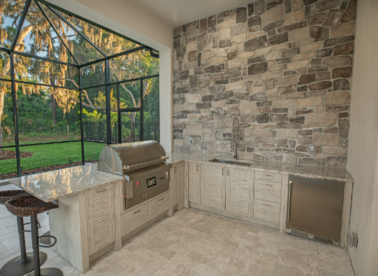 Outdoor wall decor for outdoor kitchens
