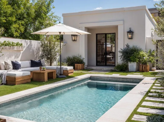 Outdoor wall decor for poolside relaxation